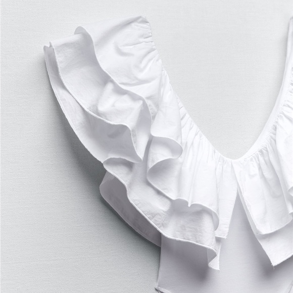 Zara ruffled bodysuit white NWT - Picture 6 of 6